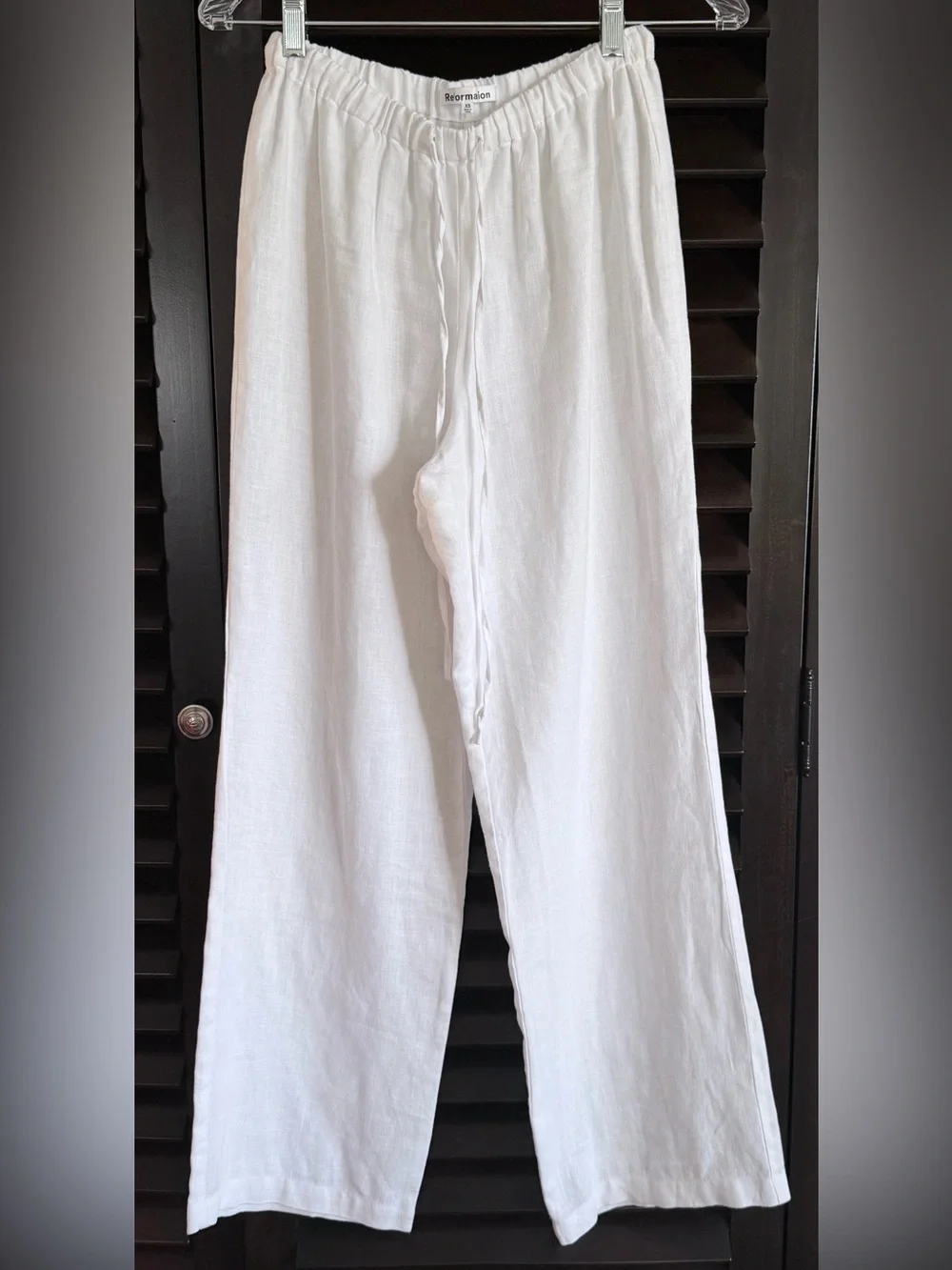 NWOT Reformation Olina 100% Linen Drawstring Pants in White | Size XS